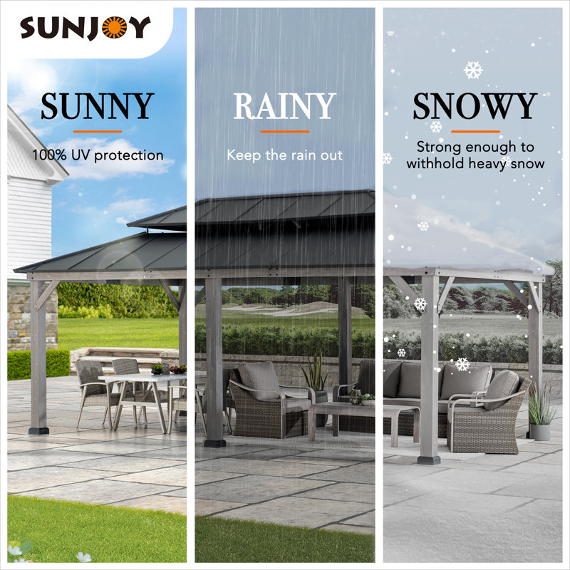 Sunjoy 12 x 20 ft. Wood Gazebo, Outdoor Patio Aluminum Sunjoy 12 x 20 ft. Wood Gazebo, Outdoor Patio Aluminum